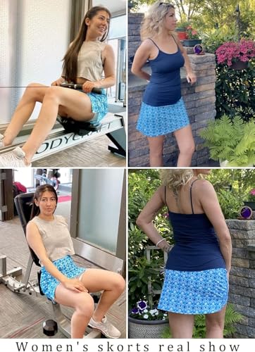 Image of Nora Nico Women's & Girls High Rise Flared Skorts Stretchy Opaque Skater Skirts with Shorts with Side Pocket