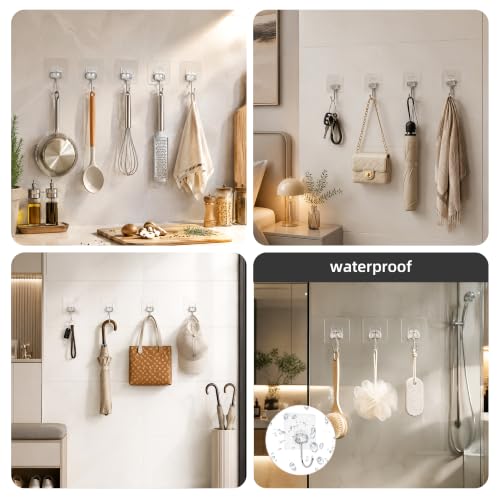 Image of 18 Pack Large Adhesive Wall Hooks for Hanging Heavy Duty 44Ib Ninth Five