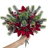Photo Gallery shepin 4 rami di abete artificiali, con stella di natale e bacche rosse, come veri, fiori artificiali, fiori di natale, bouquet di natale, decorazione natalizia Photo Gallery shepin 4 rami di abete artificiali, con stella di natale e bacche rosse, come veri, fiori artificiali, fiori di natale, bouquet di natale, decorazione natalizia