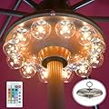 LUXSWAY Umbrella Lights Battery Operated,12 Color Changing Outdoor Patio Umbrella Light for Pole with 80Ft Remote,12 Clear Bulb 48 LEDs,4 Modes,4 Timer Option,Umbrella Hanging Light for Camping,BBQ