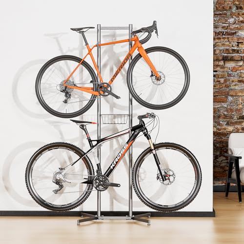 CXWXC Fahrradständer Boden Für 2 Fahrräder Belastbar bis 50kg/110 Pound Fahrrad Ständer Halter Indoor Garage Lagerung im Freien…