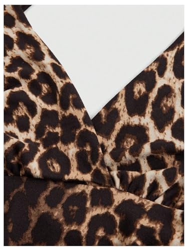 Women's Plus Size Leopard Halter Dress Y2k Cheetah Tie Backless Bodycon Sexy Mini Dress3