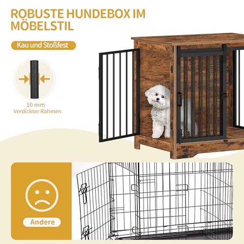 Hzuaneri Hundekäfig Möbel, 69 cm Hundebox, 2 Türen, Moderne Hundekäfig Indoor für kleine/mittlere/große Hunde, Beistelltisch, Hundebox für Zuhause 69 × 49 × 64,5 cm, Vintagebraun DFC84301B