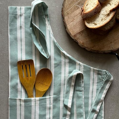 Image of Oak & Lily 100% Cotton Kitchen Apron | Fully washable with large front pocket | European quality | Made for Indian sizes