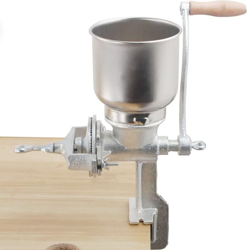QYLTTDM Molino de Grano Manual, Molinillo de Hierro Fundido Ajustable en Grosor con Pinza de Mesa, Molinillo de Hierro Fundido para maíz Cebada Trigo Bayas café garbanzos Pimienta judías secas