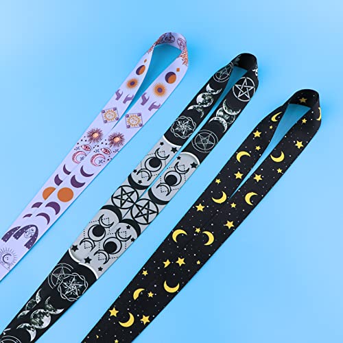 Beemorita Cute Moon and Sun Key Lanyard for Women Girls Teachers Star Neck Lanyard Strap for Keys & ID Card Cool Goth Keychain Badge Lanyards for Men(5pcs Black & Purple Lanyards) - Image 2
