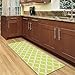 Ottomanson Glamour Collection Contemporary Moroccan Trellis Design Lattice Runner Rug with (Non-Slip) Kitchen and Bathroom Mat, Green, 20" x 59"