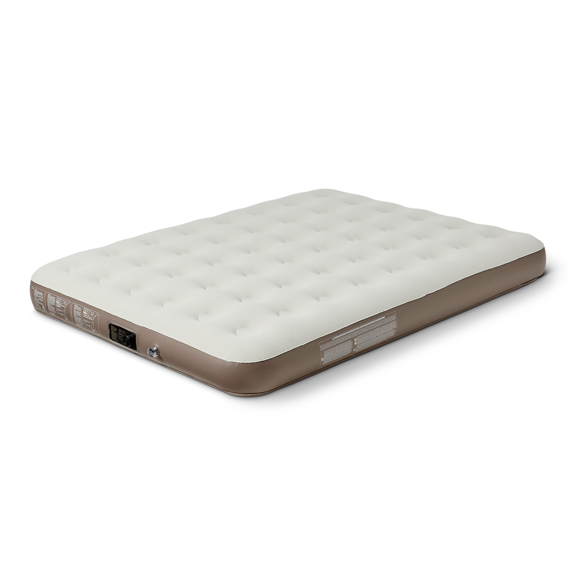 Amazon Basics Inflatable Air Mattress with Built-in Pump, Portable Electric Airbed for Overnight Guests or Camping, Plush Flocked Surface, UK Plug, Carry Bag, Queen Size 203x152x23cm