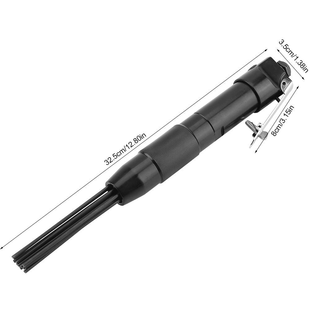Pistolet à Aiguilles Pneumatique en Acier au Carbone, 12 Aiguilles, 4400 tr/min, 90 PSI, 1/4", Noir, 32,5 cm, Élimination de Rouille