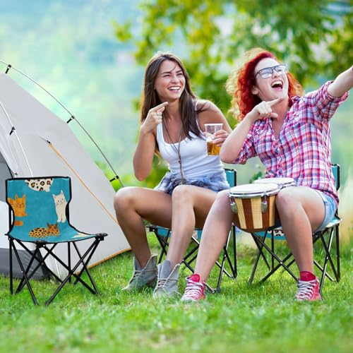 Silla de campamento plegable ultraligera Amooorous Azul con diseño de leopardo miniatura 6