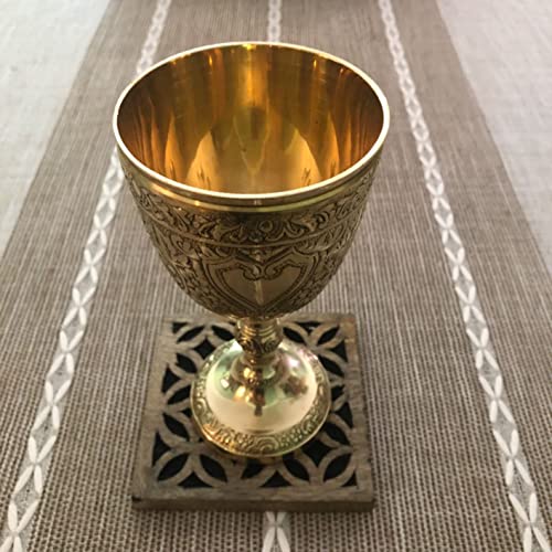 Aladean Brass Vintage Chalice Goblet | 1X Royal Wine Cups Of King Arthur - Renaissance Medieval Gifts For Communion, Christmas Pack Of 1Pc (Roman Chalice) #TOP3