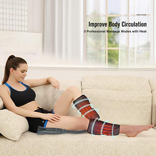 FIT KING Leg Massager for Circulation Calf Massager with Heat 3 Modes 3 Intensities FT-017A