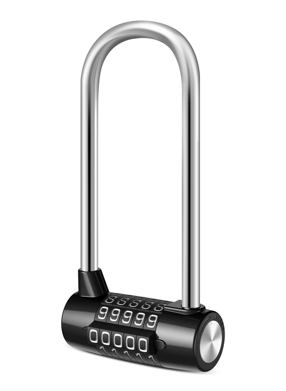 Homarket Long Handle Lock 5-Position Combination Padlock - Gym, lockers, Warehouse, Door Handle, Outdoor, File Cabinet, Fence, Buckle and Storage - Hardened Steel, Cut-Proof, keyless Reset Combination