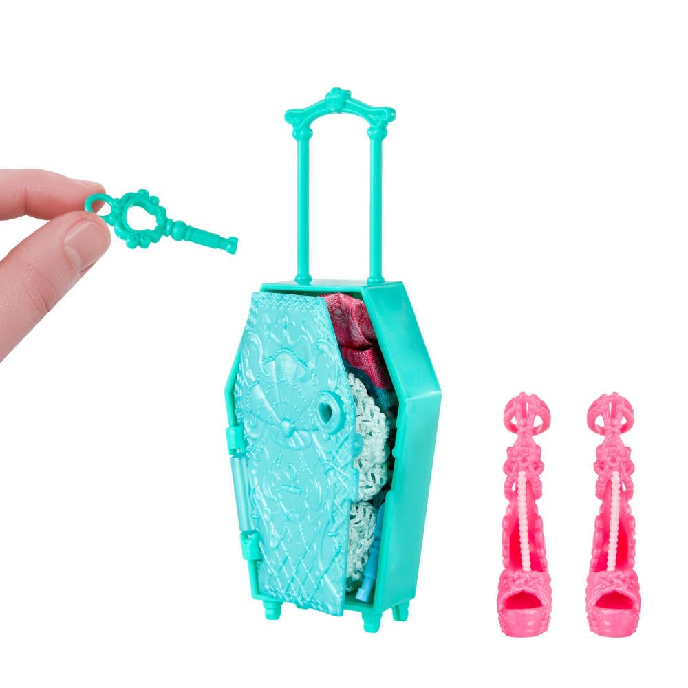 Monster High Straszysekrety Seria 7 Upiorystyczne wakacje Lagoona Blue Zestaw: lalka, walizka i akcesoria-niespodzianki, w tym ubranka, zabawka dla dzieci 4+, JDR51
