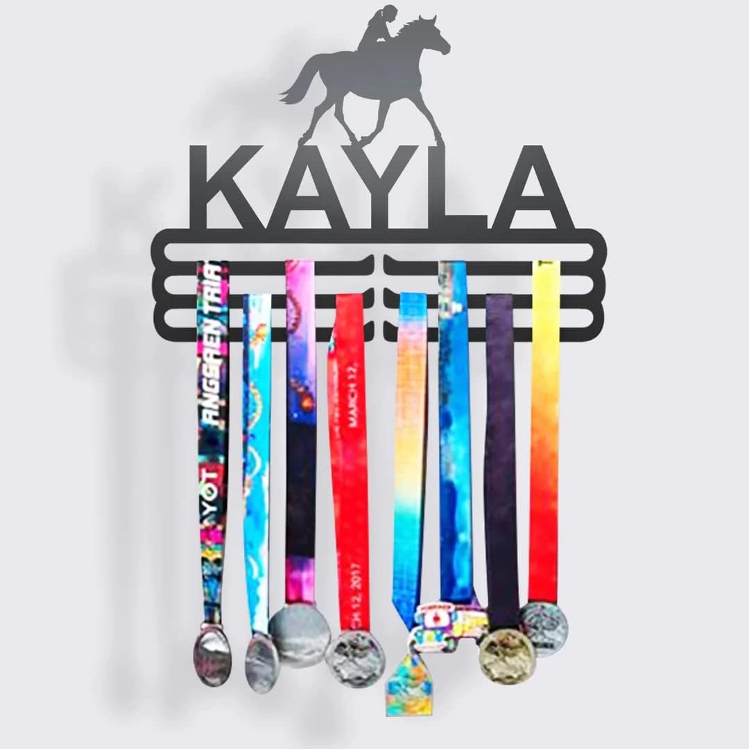 Athlete's Gift Shop Personalized Horseback/Equestrian Ribbon & Medal Display Hanger - Durable Wall-Mounted Display for Awards, Trophies, and Medals - Sleek Design, Easy Installation - Made in The USA