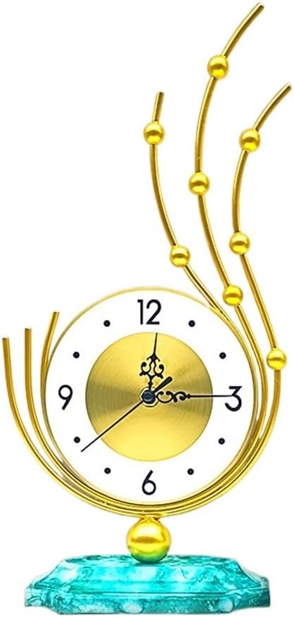 Circular Chinese Decorative Iron Silent Walking Clock Imitation Marble
