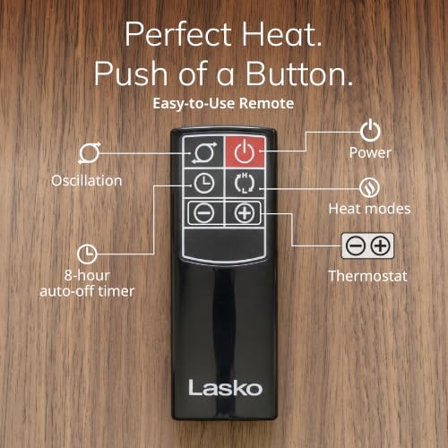 Lasko Oscillating Digital Ceramic Tower Heater for Home with Adjustable Thermostat, Timer and Remote Control, 23 Inches, 1500W, Silver, 755320 - image 5