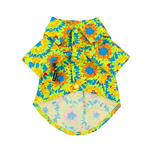 Fitwarm Dog Hawaiian Shirt, Summer Dog Clothes For Small Dogs Boy, Pet Beach Tourist Costume, Cat Luau Outfit, Breathable Cotton, Lime Green, Large #TOP2