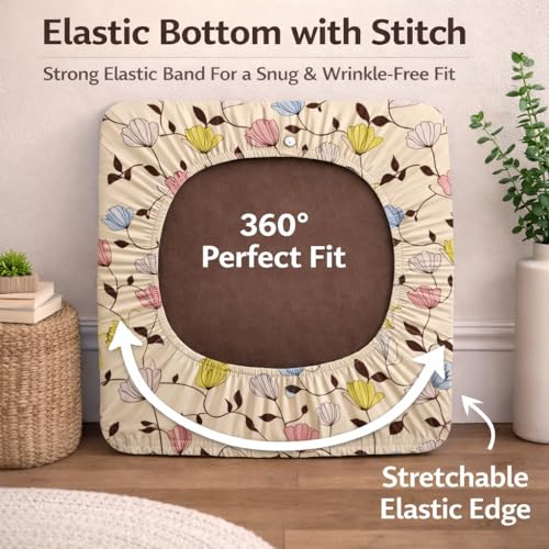 Image of STITCHNEST 'Contour Fit Series' Stretchable Printed Wooden Sofa Cover (Pack of 10) - Elastic Wooden Chair Cover | Wooden Sofa Seat Cover | Size - 20-21 x 20-21 x 3-5 in