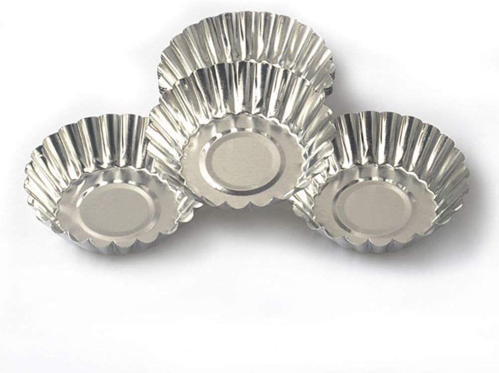Cabilock 100pcs Nonstick Egg Tart Moulds Tin Baking Cups for Cupcakes Cakes Cookies Metal Tart Baking Tools for Muffins Pies and Desserts
