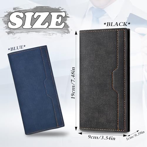 Long Wallet for Men, Stylish Ultra-Thin Bifold Wallets for Men with 12 Card Slots & ID Window & Zippered Coin Pocket, Credit Card Wallet for Suits and Daily Use (Black)2