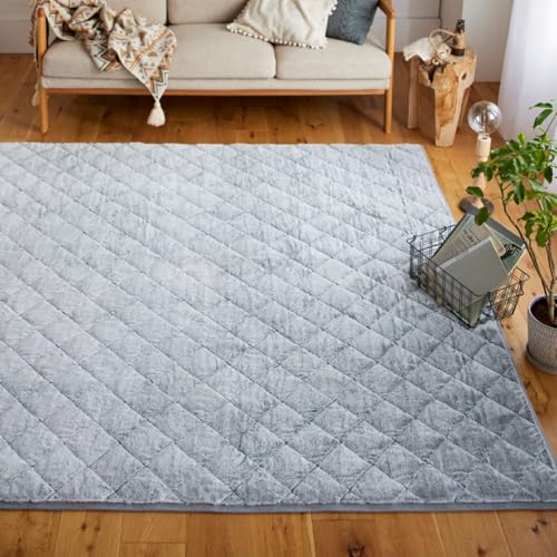 ニッセン まるで猫!のような洗えるモフモフキルトラグ 約90cm×130cm (猫Feel) ロシアンブルー(グレー系) 京都 nissen ラグ 絨毯 洗える こたつ敷き ホットカーペット 床暖房 ギフト プレゼント お取り寄せ 通販 ふるさと納税