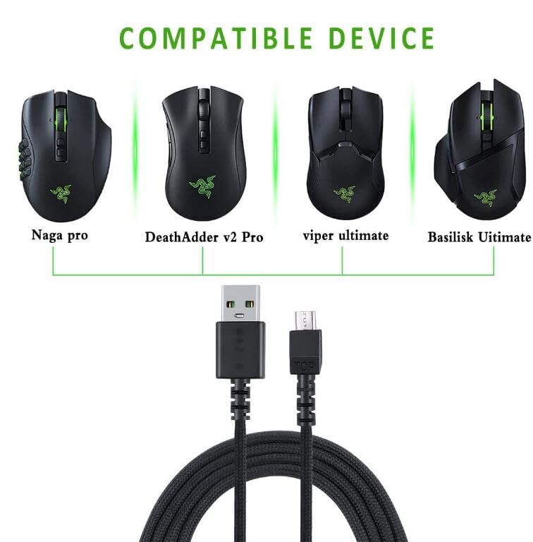 Coyktonty USB Charging Cable for Thunderbolt Basilisk Ultimate Naga Pro DeathAdder V2 Pro Viper Ultimate Mouse with 5.9ft Cable (Pink)