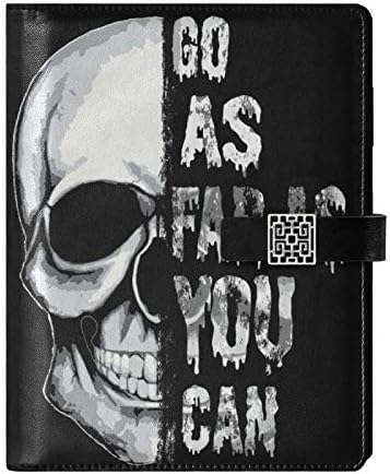 ALAZA Skull and Quote PU Leather Binder Notebook A5 Refillable Journal Magnetic Clasp Notebook for Business Travel Office Daily Work