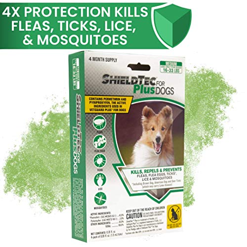 ShieldTec Flea, Tick, and Mosquito Prevention for Dogs, Medium, 16-33 lbs (4 Dose)