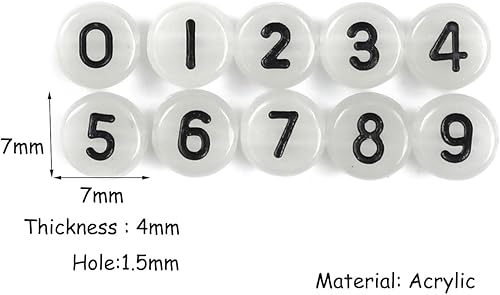 Miniatura 3 de 500 cuentas de números brillantes brillantes de 0.27 pulgadas (0.276 in), cuentas redondas de números mixtos para hacer joyas de bricolaje (número