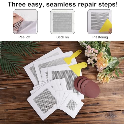 Kit réparation plaque de plâtre 20pcs avec patchs de 5 à 20cm pour grands trous de mur sec