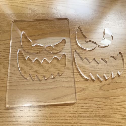 Acrylic Router Template for Jack O'Lantern Face Designs, 5.5x8 Inch, 8 Halloween Pumpkin Patterns, Woodworking Template (Mean)