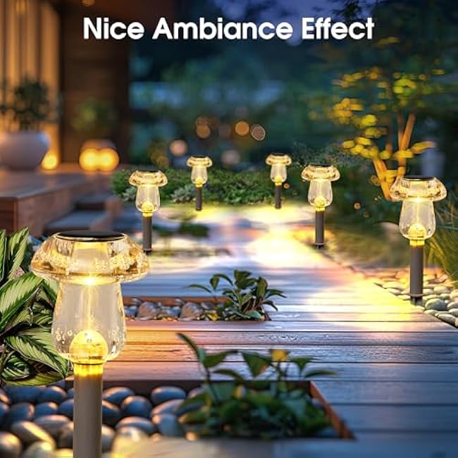 Solar Outdoor Lights, 8 Pack Waterproof Solar Mushroom Lights for Garden Yard Pathway Path Walkway Driveway Lawn Landscape Outside Decor£¨Warm White£©