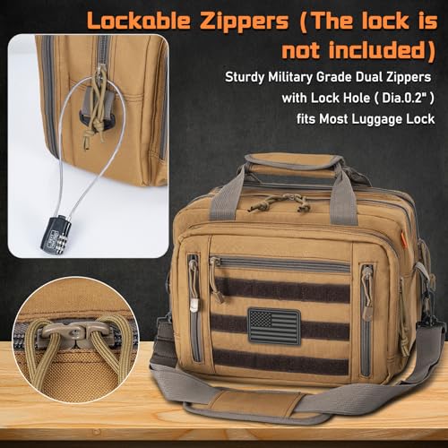 Image of Pistol Case, Gun Range Bags For 2 Pistols 6 Magazines Carrying Shooting Bag with Lockable Zipper for Shooting Range Outdoor Hunting