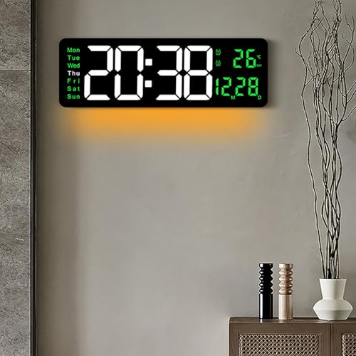 Horloge murale numérique avec télécommande pour salon et bureau