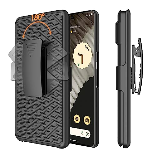 Thousandgear Compatible for Google Pixel 8 Pro Holster Case Shell with Screen Protector Slim Rugged Case with Kickstand Swivel Belt Clip Holster Shockproof Antiscratch Cover Case