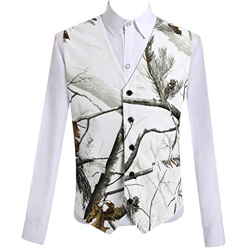 White Trees Camouflage Color 5 Buttons Mens Vest
