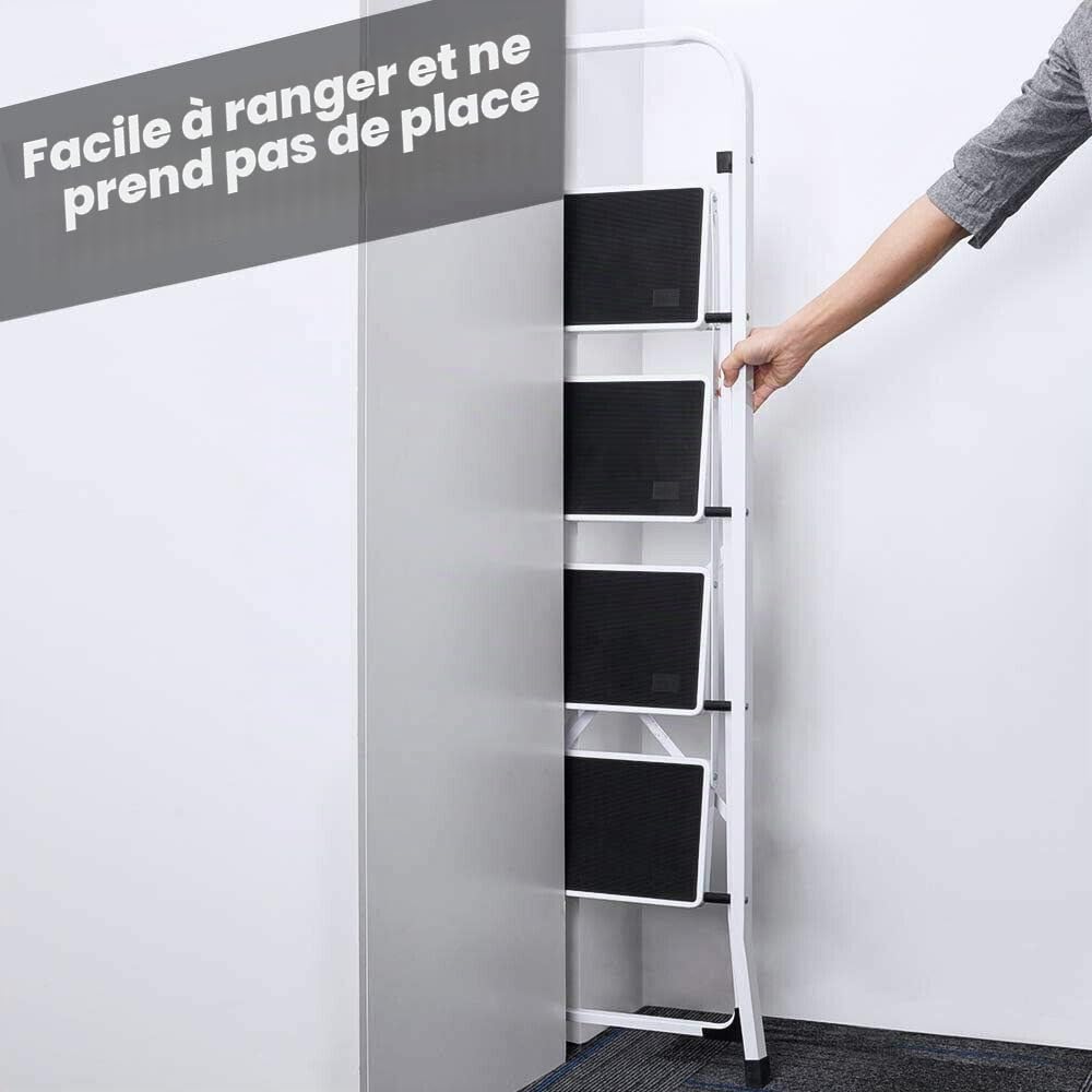 Escabeau Pliable en Acier 3 Marches Portable et Léger Charge Max 150KG Pour Ménage, Bureau, Peinture et Décoratif