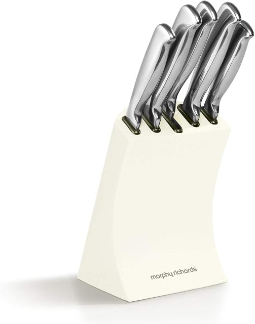 Morphy Richards Accents 974829 5 Piece Knife Block with High Grade Polished Stainless Steel, Ivory Cream