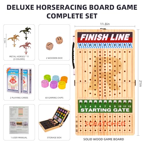 Juego de mesa grande de carreras de caballos de madera miniatura 2
