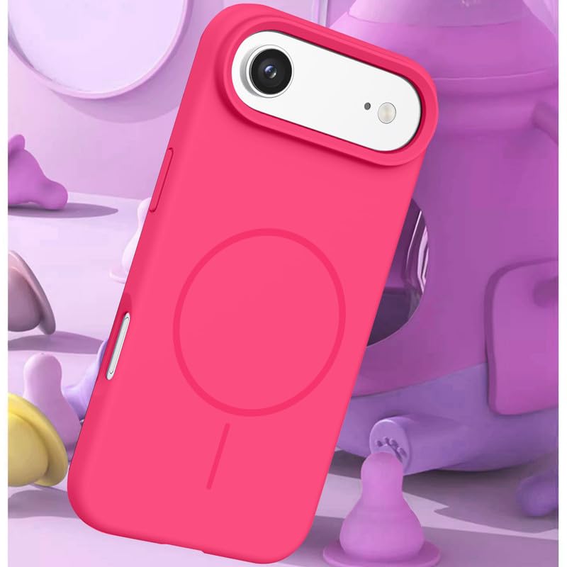 Image of LuxuryKase Silicone Magnetic Case for iPhone Air | Soft Microfiber Lining | MagSafe Support | Shockproof Protective Cover | Precise Cutouts | Slim Fit Design - Pink