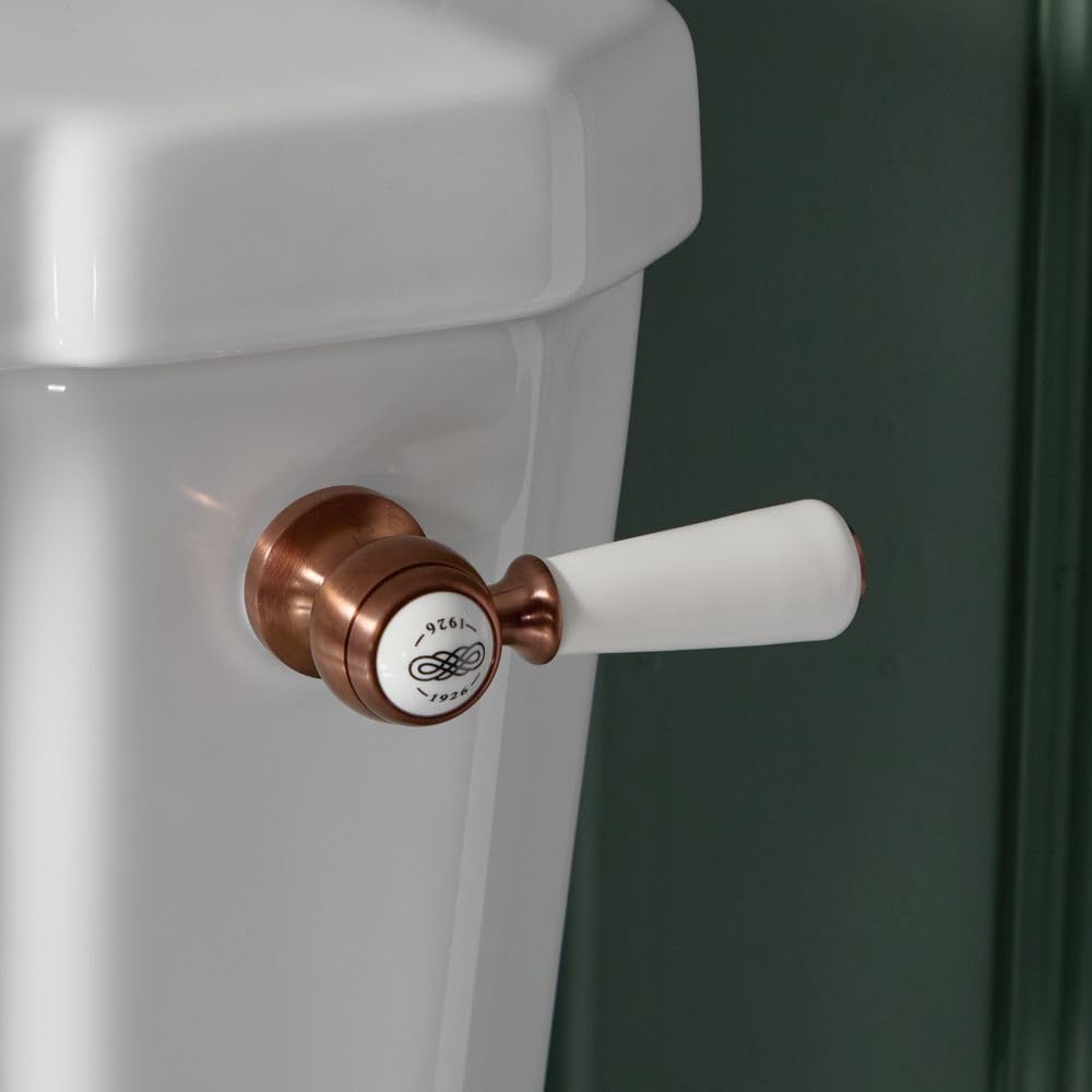 Milano Brushed Copper Elizabeth Bathroom Toilet Wc Cistern Flush Lever Ceramic Handle