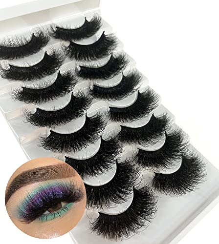 8 Pairs Mink Lashes Fluffy 18mm False Eyelashes 8D Thick Full Fake Lash Extension Look HeyAlice Dramatic Eyelash Pack, 8D03