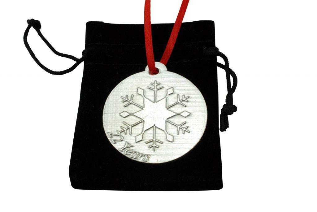 Anniversarygifts 22Nd Wedding Anniversary Metal Keepsake Chrstimas Tree Ornament Bauble Decoration Ornament