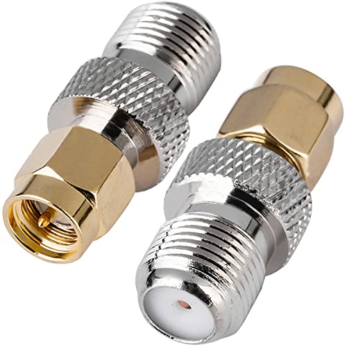 Fohevers 2 Pcs SMA Male to F Type Female Coaxial Connector SMA Connector to F-Type RF Coax Adapter for FM/AM/Radio DAB Antenna TV Aerial WIFI Video