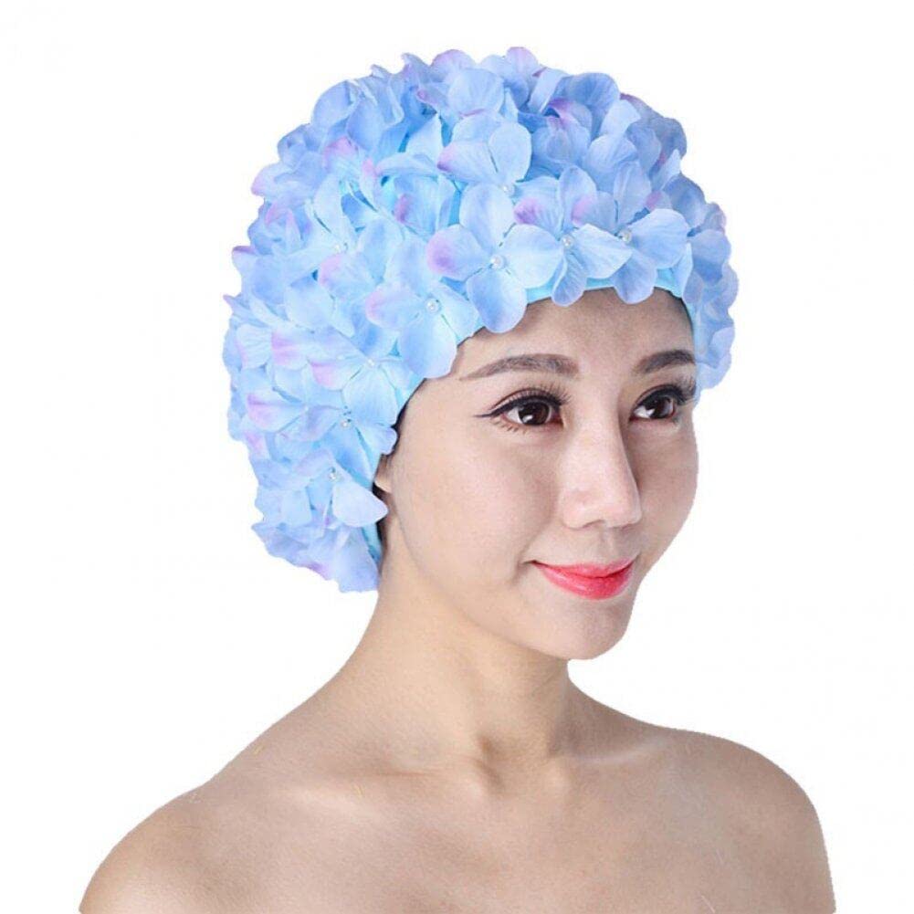 Anwangda Bonnet De Bain Femme – Brocart Floral 3D, Respirant, Doux, Rétro, Pour Cheveux Longs