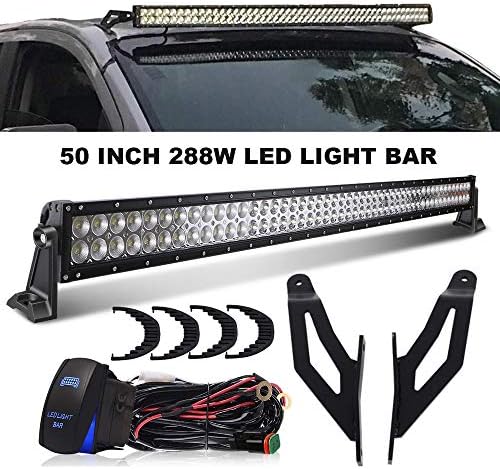 QuakeWorld DOT 50Inch Offroad LED Light Bar Driving Combo Led Bar + 2x Upper Roof Windshield Mounting Brackets + 1x DT Connector Wiring Harness + 1x Rocker Switch For 2004-2015 Nissan Titan 4WD/2WD