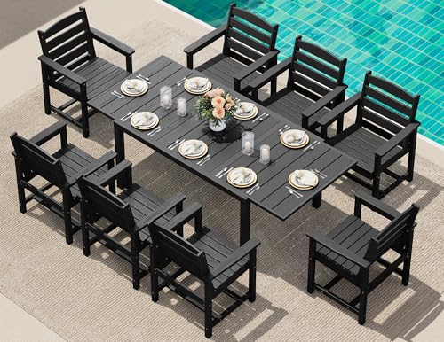 SERWALL 9-Piece Outdoor Dining Set, 60" - 83" Expandable Outdoor