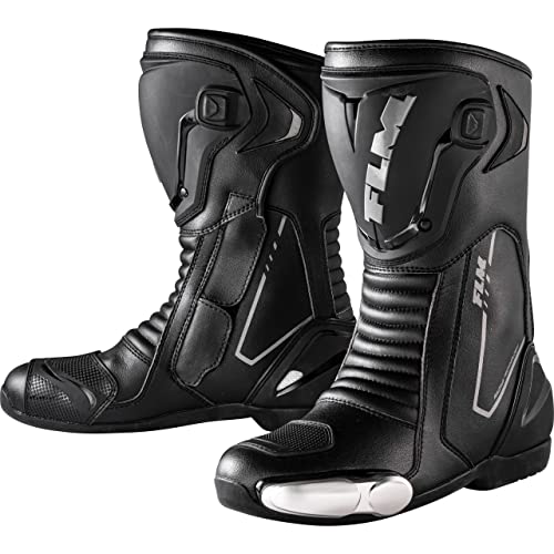 FLM Brooklands Motorradstiefel Lang - Metall Zehenschleifer - Reflexeinsatz - Polyurethan - Polyester - Gummisohle