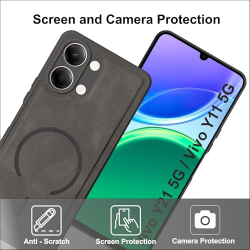 Image of SBMS Back Cover for Vivo Y21 5G / Y11 5G | Ultra Slim Soft Rubberised Hard Case | Oil Feel Soft Leather Back | Mag-Safe Design (Mag-Safe Not Support) | Camera Protection Case for Vivo Y11 5G (Grey)